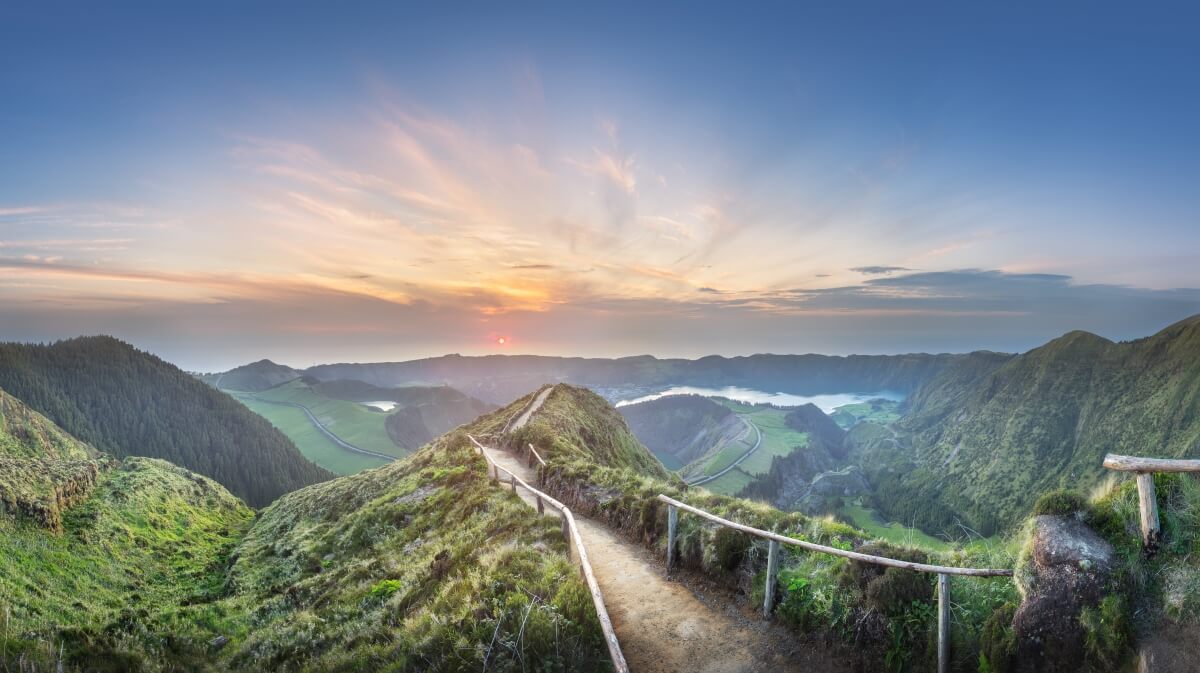 Beautiful sunset from the archipelago of Azores