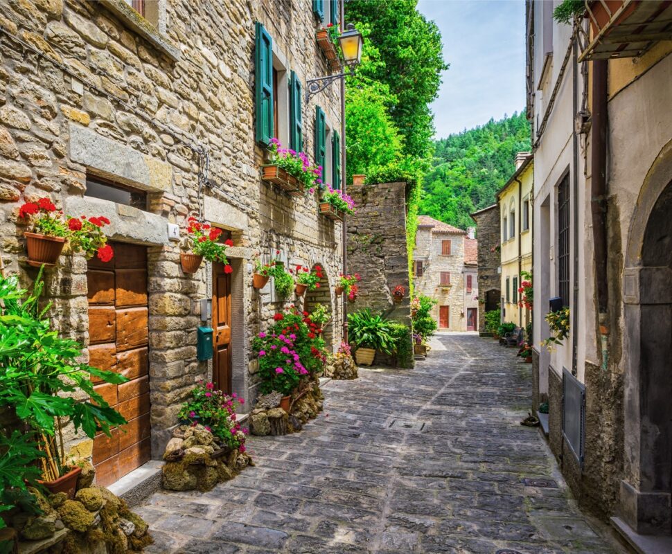 Beautiful cobbled streets in Italy