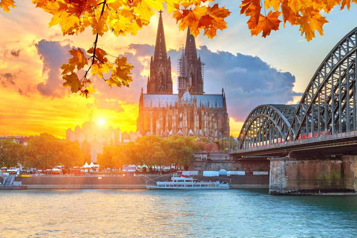 Beautiful view of Cologne cathedral during the sunset