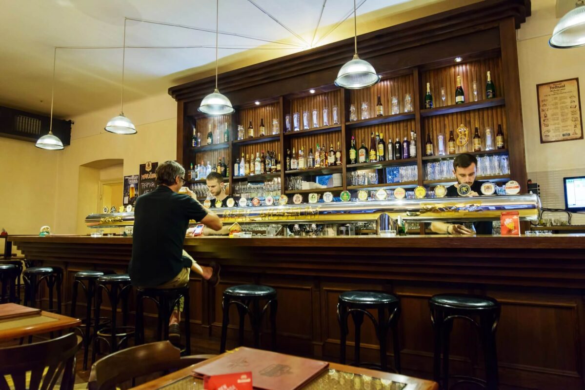 Bar at the prague beer museum