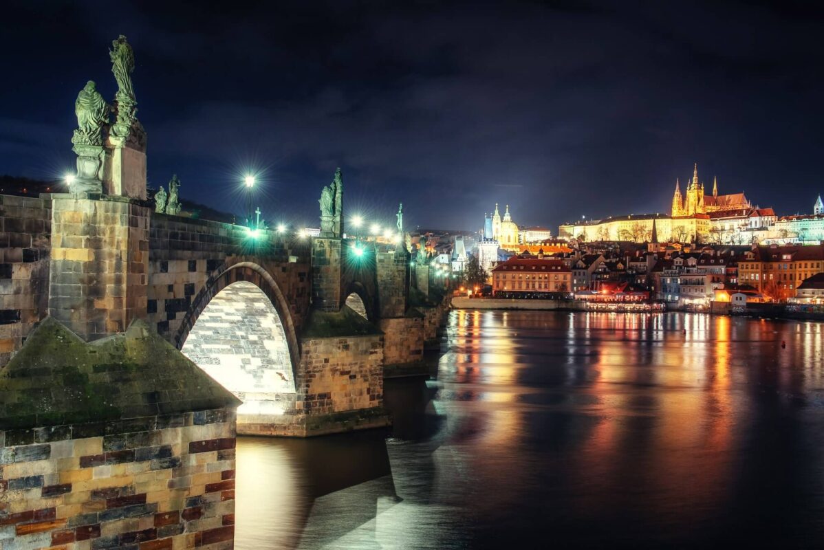 Charles bridge at night