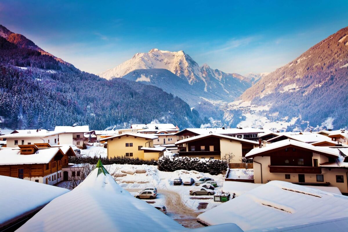 Beautiful village of Mayrhofen during winter