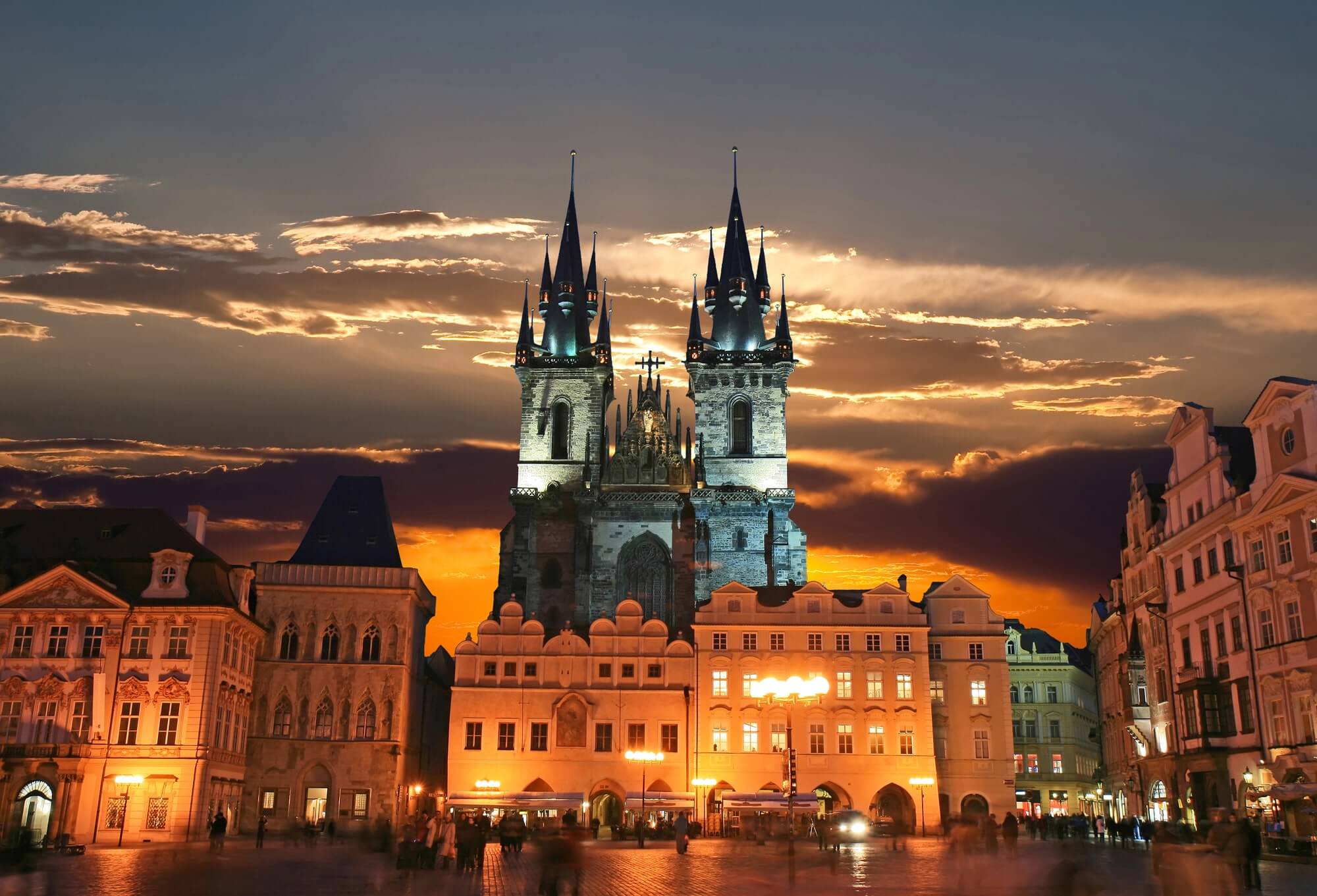 Old town and castle at night