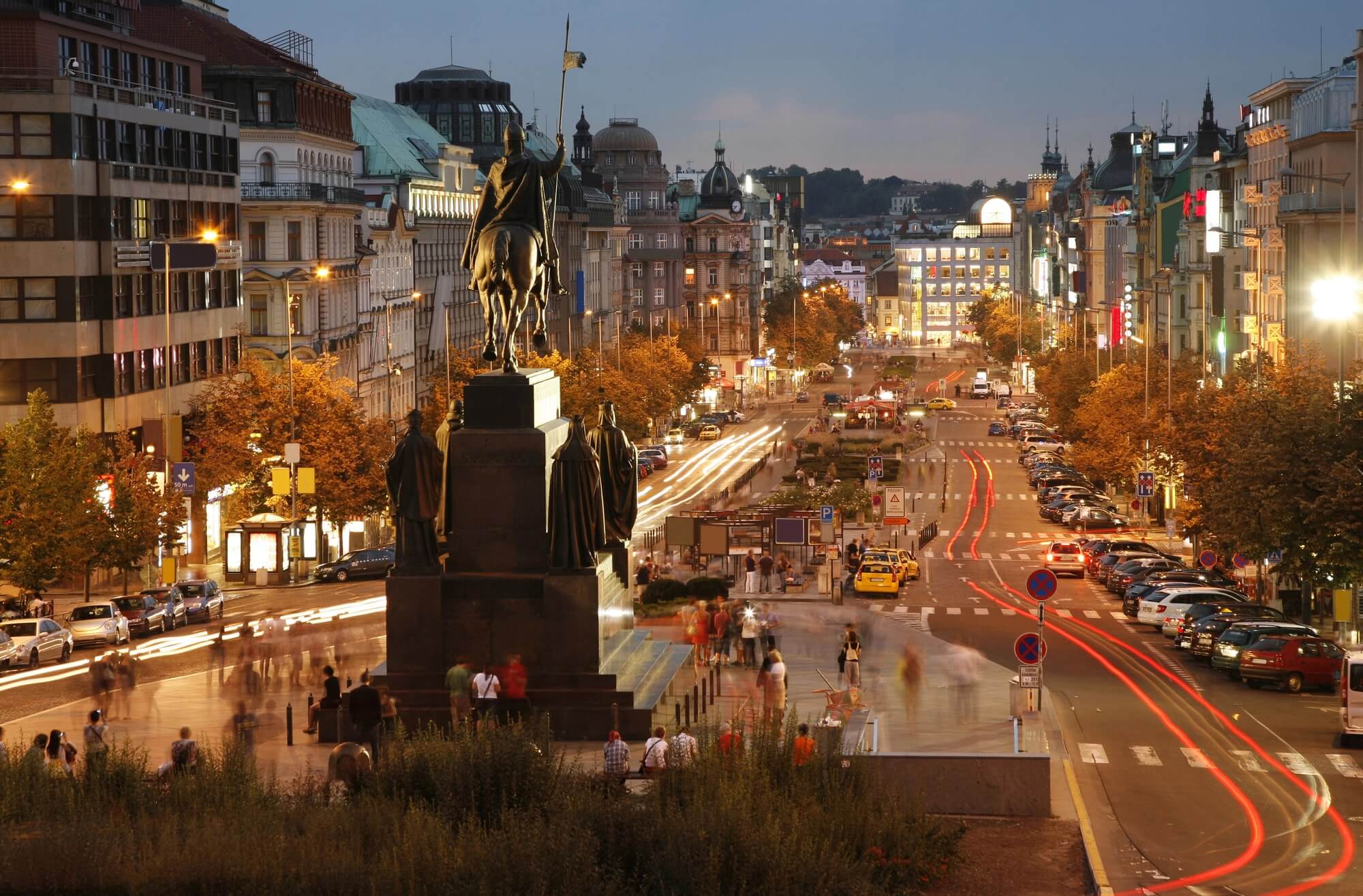 Wenceslas square at night