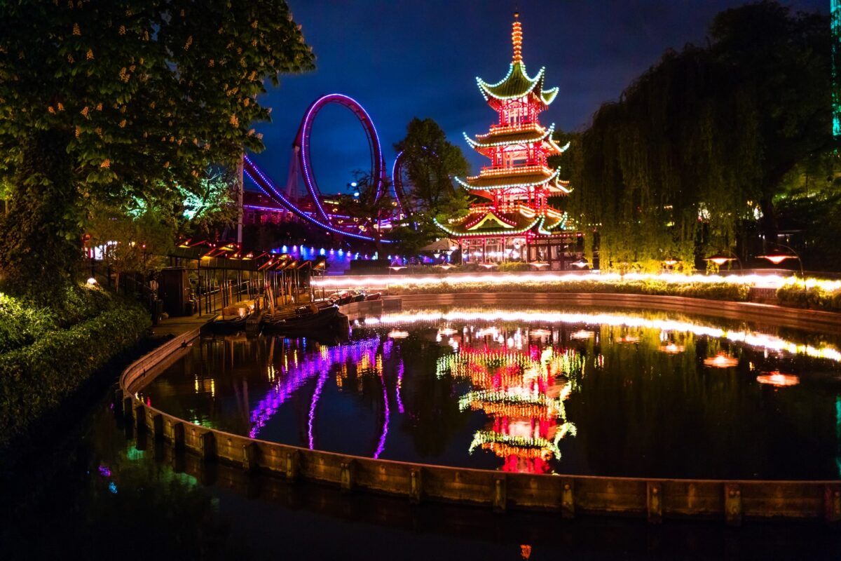 Tivoli Gardens at night