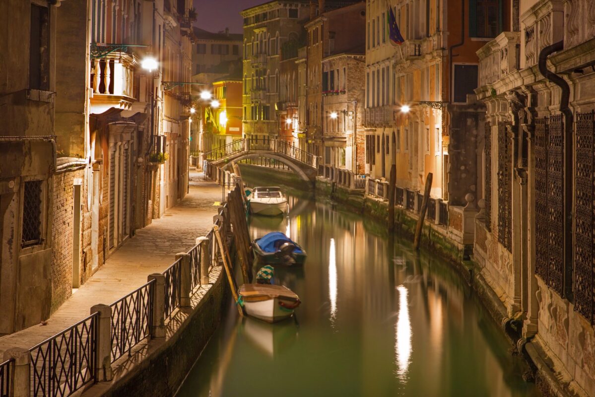 Canals of Venice at night