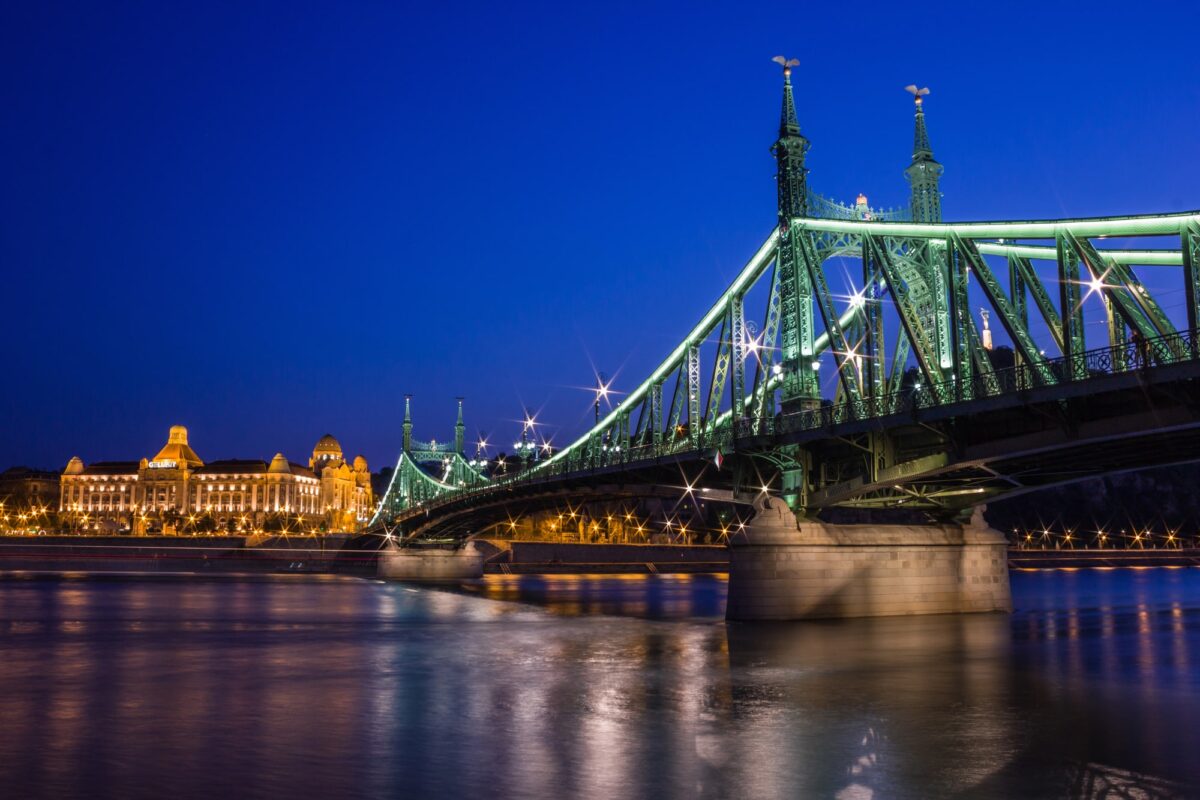 Budapest freedom bridge at night